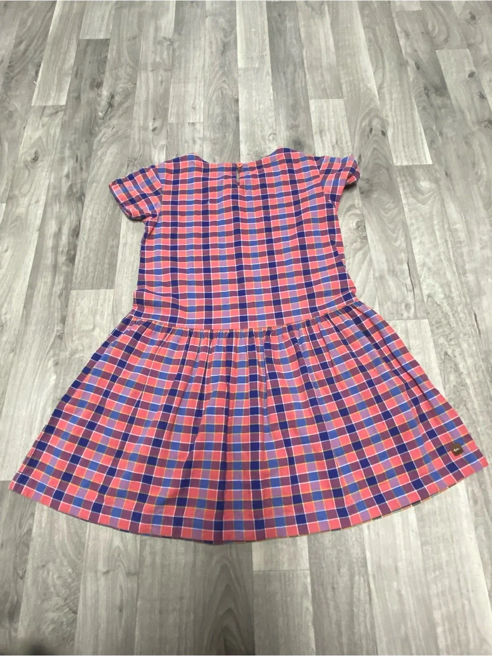 Girls Pink and Blue Plaid Short Sleeve Dress